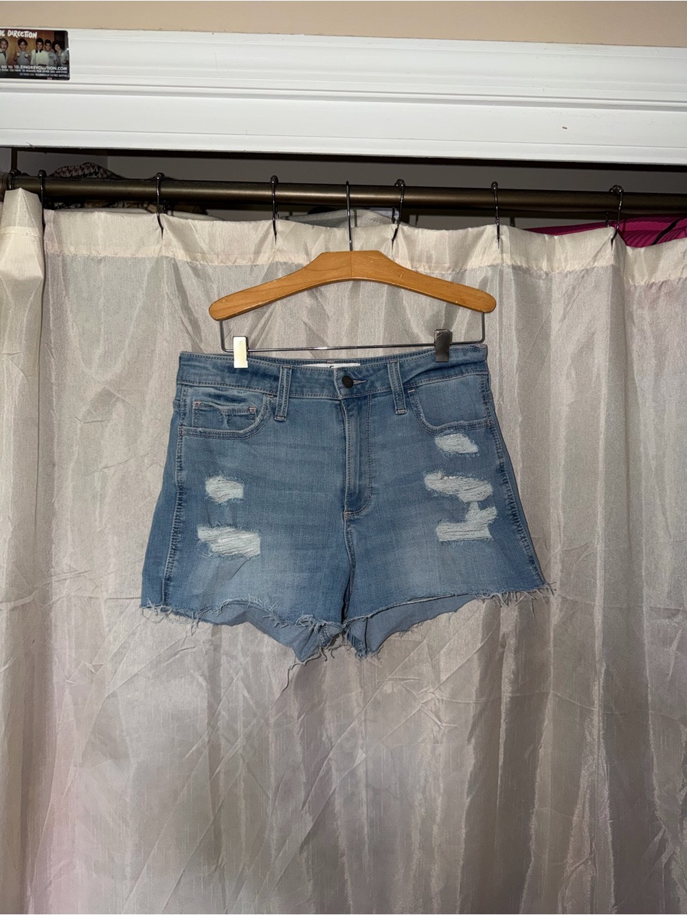 Hollister Light Blue Distressed Denim Cutoff Shorts
